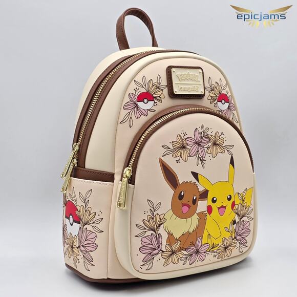 Loungefly Pokemon Pikachu & Eevee Floral Mini Backpack